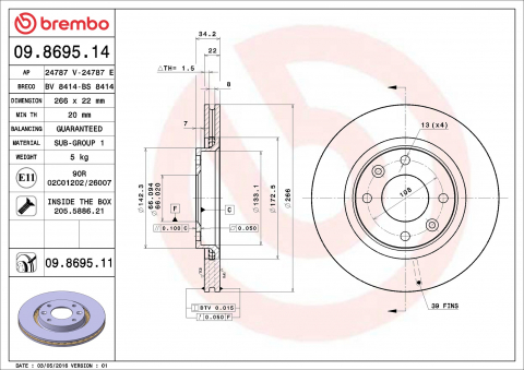 Piese auto - Disc frana BREMBO 09.8695.11
