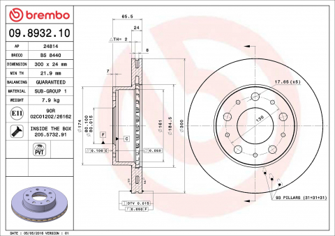 Discuri frana - Disc frana BREMBO 09.8932.10