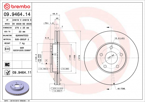 Disc frana BREMBO 09.9464.11 [1]