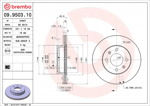 Disc frana BREMBO 09.9503.10 [1]