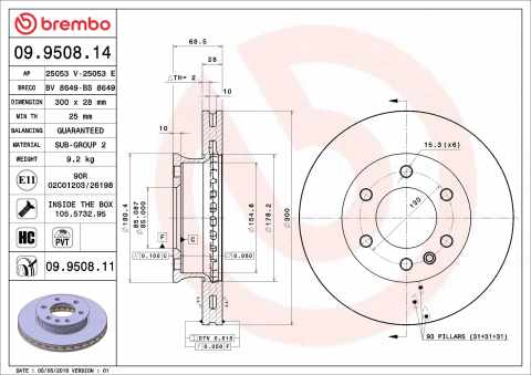 Piese auto - Disc frana BREMBO 09.9508.11