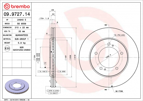 Discuri frana - Disc frana BREMBO 09.9727.14