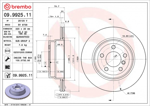 Disc frana BREMBO 09.9925.11 [1]