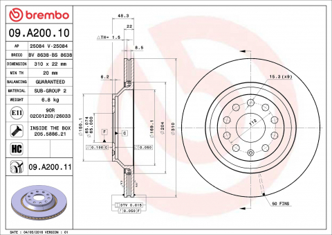 Discuri frana - Disc frana BREMBO 09.A200.11