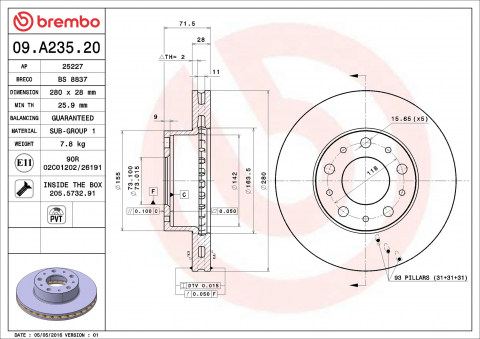 Disc frana BREMBO 09.A235.20 [1]