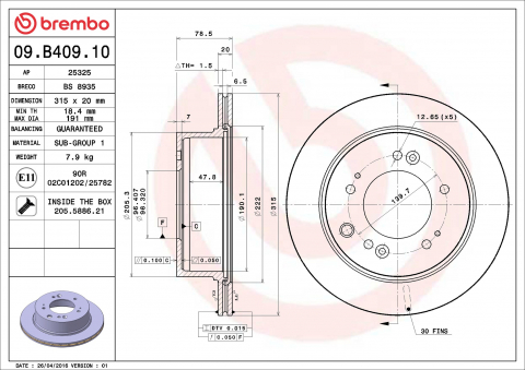 Disc frana BREMBO 09.B409.10 [1]
