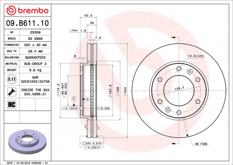 Disc frana BREMBO 09.B611.10 [1]