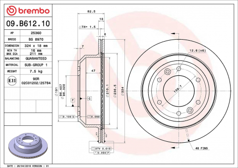 Disc frana BREMBO 09.B612.10 [1]