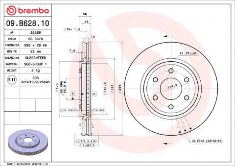 Disc frana BREMBO 09.B628.10 [1]