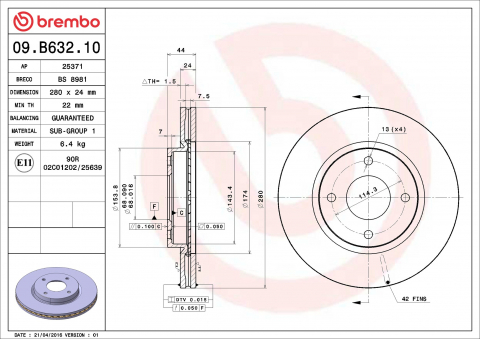 Discuri frana - Disc frana BREMBO 09.B632.10