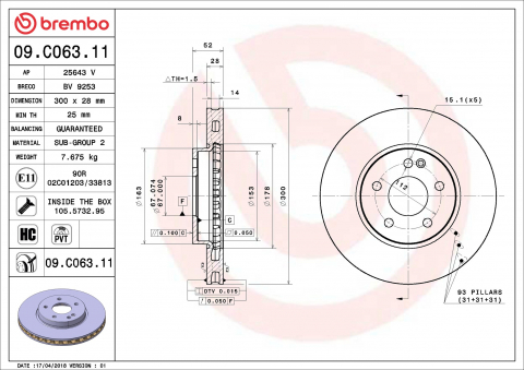 Discuri frana - Disc frana BREMBO 09.C063.11