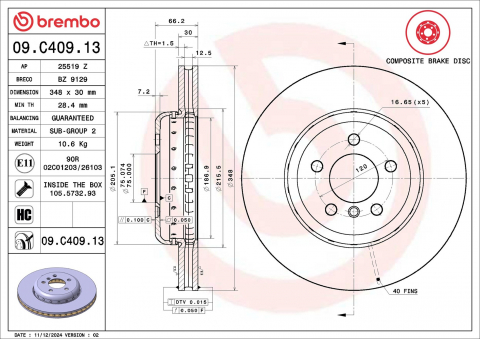Piese auto - Disc frana BREMBO 09.C409.13