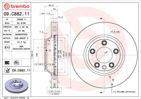 Disc frana BREMBO 09.C882.11 [1]