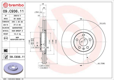 Disc frana BREMBO 09.C936.11 [1]