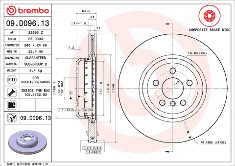 Disc frana BREMBO 09.D096.13 [1]