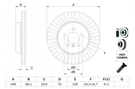 Disc frana fata BOSCH 0986479772 [3]