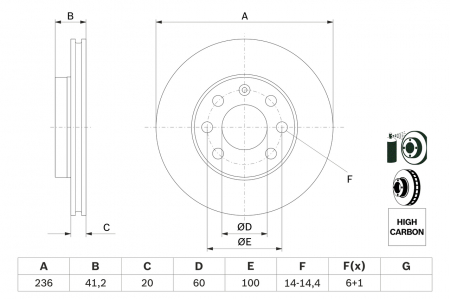 Disc frana fata BOSCH 0986478192 [3]