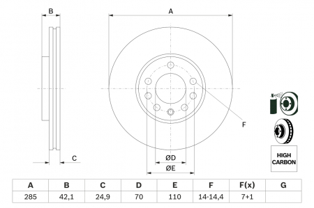 Disc frana fata BOSCH 0986479107 [4]