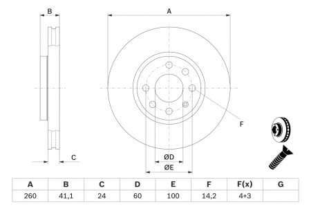 Disc frana fata BOSCH 0986478730 [2]