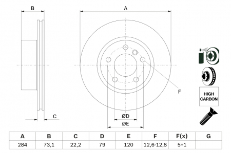 Disc frana fata BOSCH 0986479213 [4]