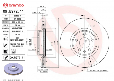 Disc frana fata BREMBO 09.B972.11 [1]