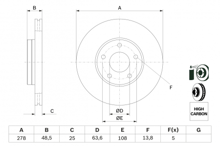 Disc frana fata BOSCH 0986479173 [4]
