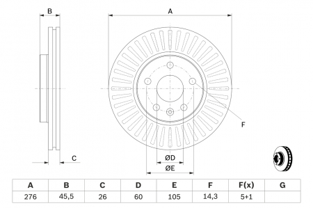 Disc frana fata BOSCH 0986479643 [3]