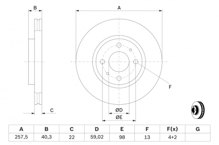 Disc frana fata BOSCH 0986478639 [2]
