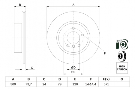 Disc frana fata BOSCH 0986479216 [4]