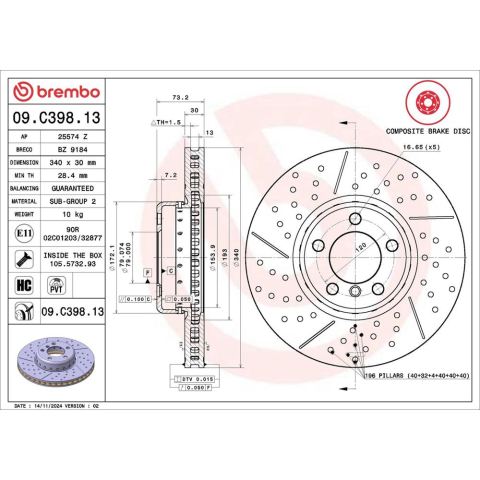 Piese auto - Disc frana fata BREMBO 09.C398.13