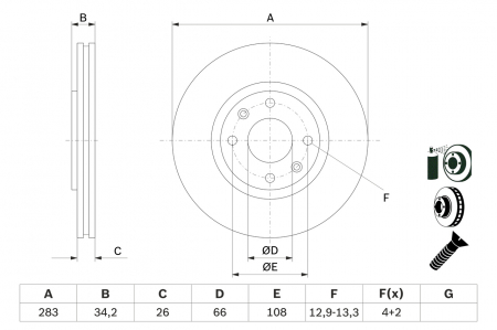 Disc frana fata BOSCH 0986478979 [4]