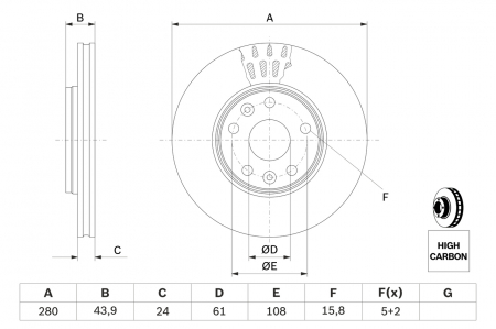 Disc frana fata BOSCH 0986479555 [4]