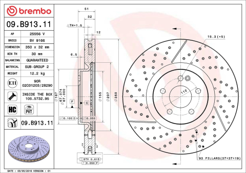 Disc frana fata BREMBO 09.B913.11 [1]