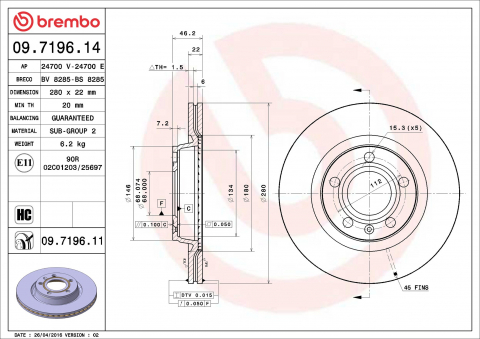 Discuri frana - Disc frana BREMBO 09.7196.11