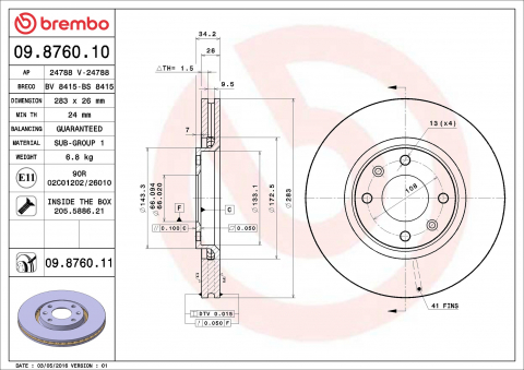 Piese auto - Disc frana BREMBO 09.8760.11