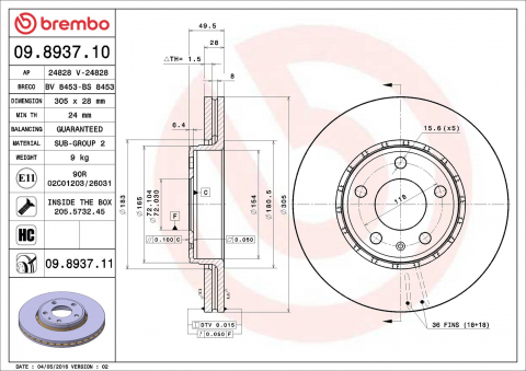Disc frana BREMBO 09.8937.11 [1]