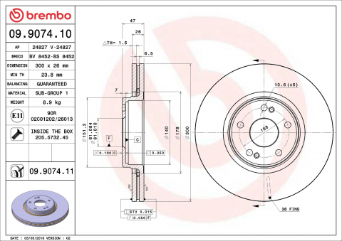 Piese auto - Disc frana BREMBO 09.9074.11