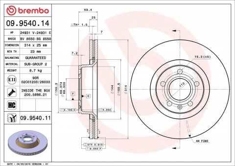 Disc frana BREMBO 09.9540.11 [1]
