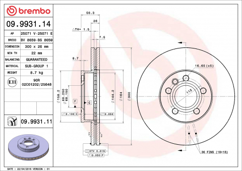 Disc frana BREMBO 09.9931.11 [1]