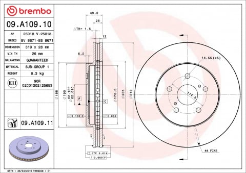 Disc frana BREMBO 09.A109.11 [1]