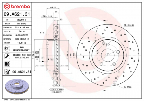 Disc frana BREMBO 09.A621.31 [1]