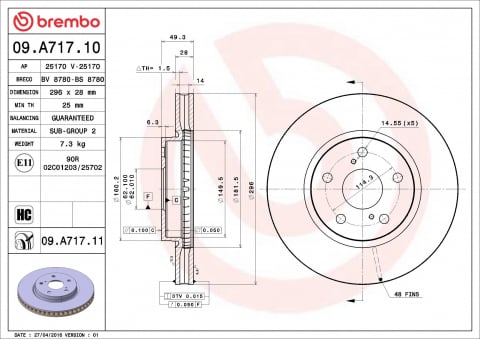Disc frana BREMBO 09.A717.11 [1]