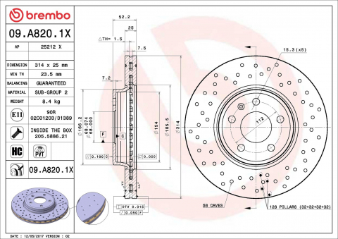 Disc frana BREMBO 09.A820.1X [1]