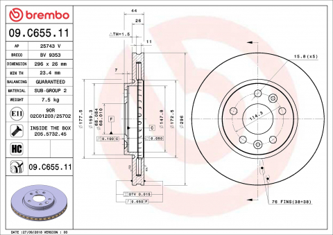 Disc frana BREMBO 09.C655.11 [1]