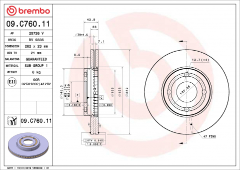 Disc frana BREMBO 09.C760.11 [1]
