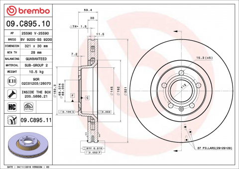 Disc frana BREMBO 09.C895.11 [1]