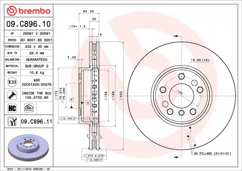 Disc frana BREMBO 09.C896.11 [1]