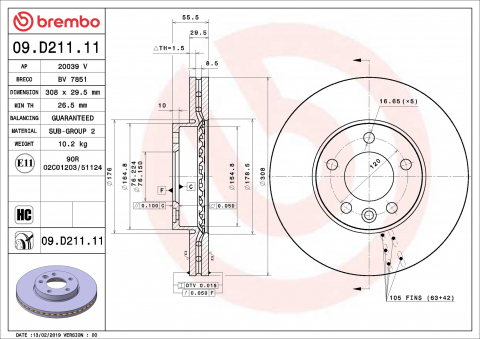 Piese auto - Disc frana BREMBO 09.D211.11