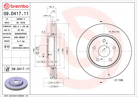 Disc frana BREMBO 09.D417.11 [1]