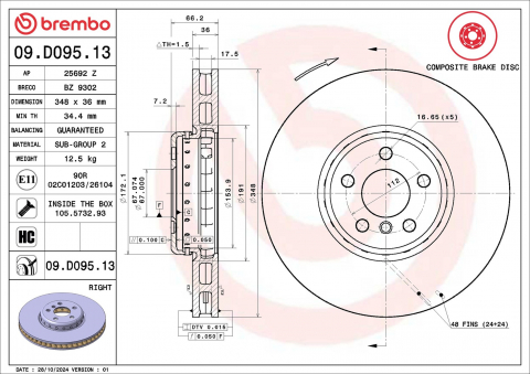Piese auto - Disc frana BREMBO 09.D095.13